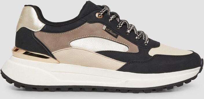 S.Oliver Sneakers laag crème ivoor donkerbeige zwart