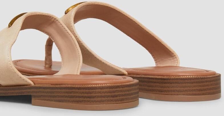 S.Oliver female Leren teenslippers met decoratief detail
