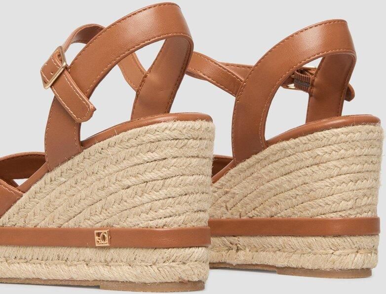 S.Oliver female Sandalen met sleehak in raffiagelook