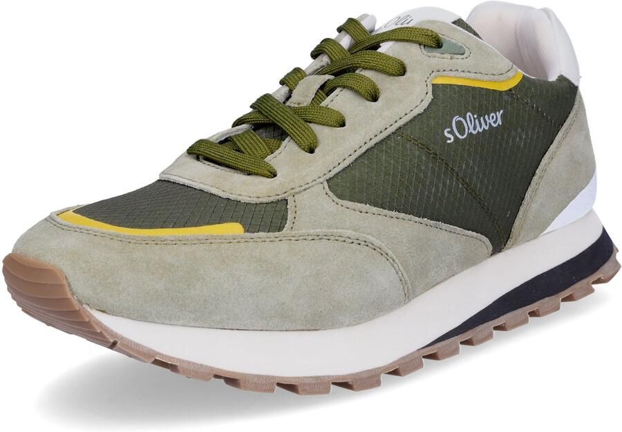 S.Oliver heren leren sneaker kaki groen