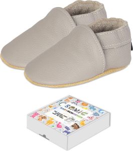SOMIC Babyschoenen Leer Baby Schoenen Zachte Zool Babyschoentjes Flexibele Zool Antislip Eerste Loopschoentjes -Zachte Leren maat XL Zwart