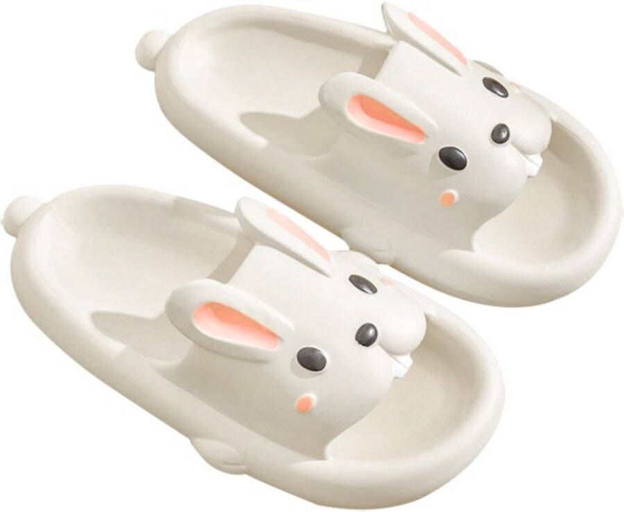 SOMIC Unisex Slippers- heren Badslippers antislip ultralichte platte zachte Sloffen -Pantoffels Heren Dames Douchepantoffels Pasen gift van konijn slippers- konijn slides - Wit - Foto 5
