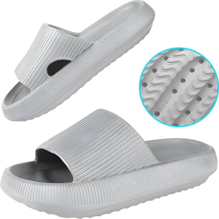 Somstyle Slippers & EVA Badslippers met Verdikte Zool Anti-slip Grijs
