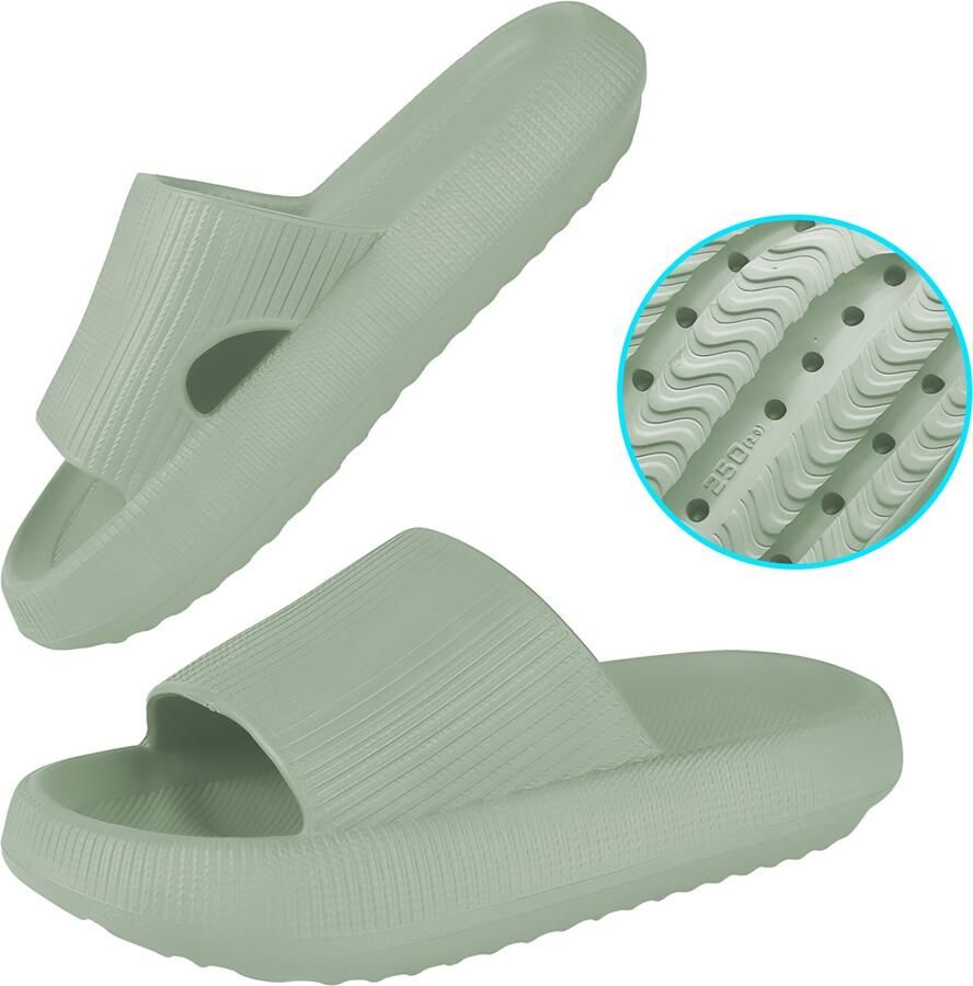 Somstyle Slippers & EVA Badslippers met Verdikte Zool Anti-slip Groen