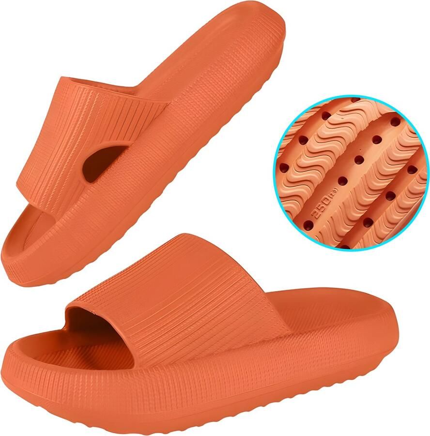 Somstyle Slippers & EVA Badslippers met Verdikte Zool Anti-slip Oranje