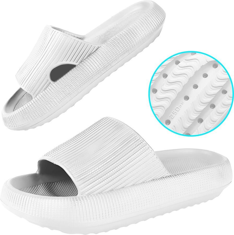 Somstyle Slippers & EVA Badslippers met Verdikte Zool Anti-slip Wit