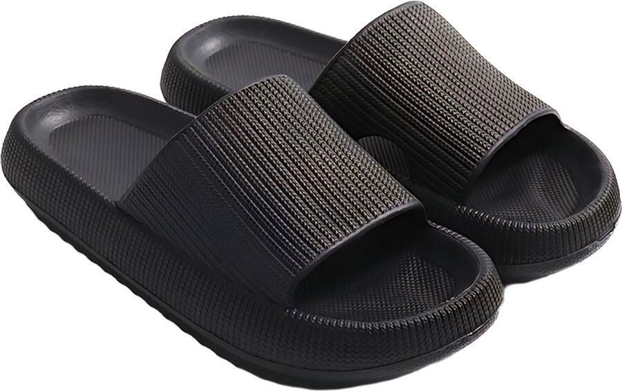 Somstyle Slippers & EVA Badslippers met Verdikte Zool Anti-slip Zwart