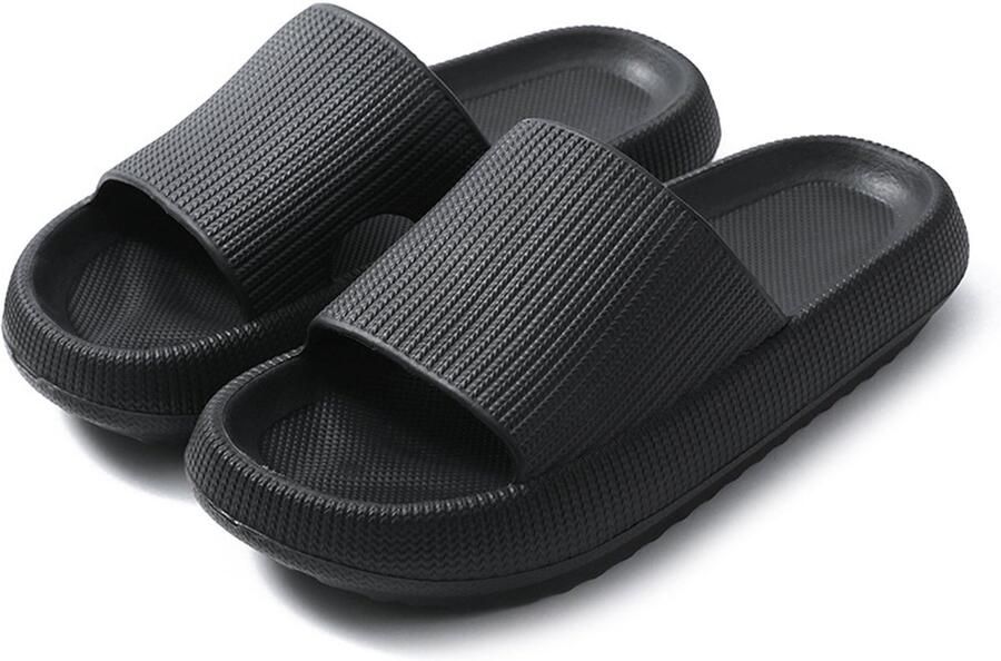 Somstyle Slippers & EVA Badslippers met Verdikte Zool Anti-slip Zwart