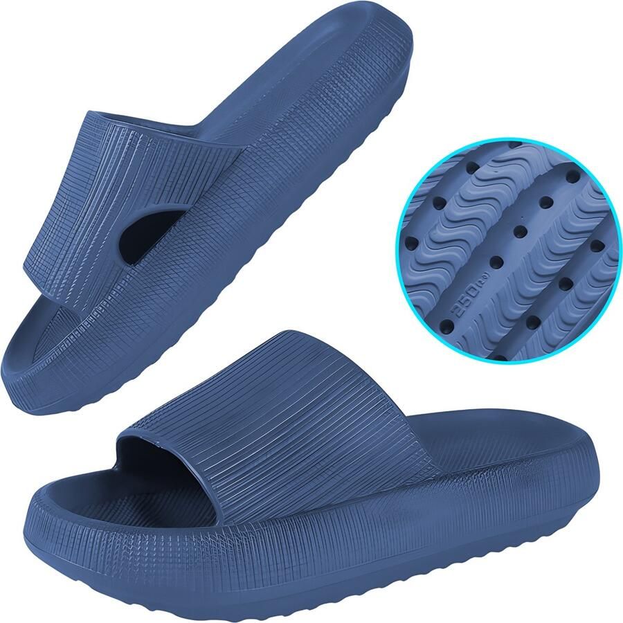 Somstyle Slippers & EVA Badslippers met Verdikte Zool Anti-slip Blauw
