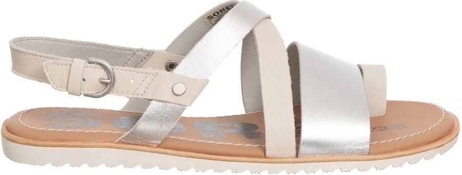 Sorel Sandalen Ella Criss Cross Natuurlijk Leer Zilver