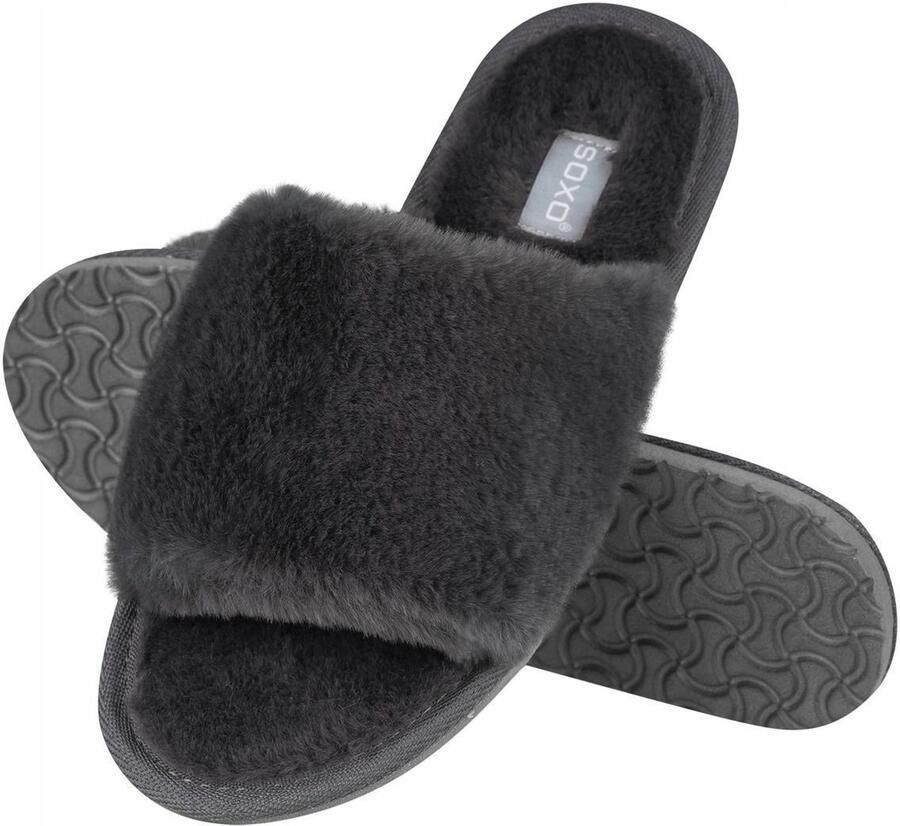 Soxo Dames pantoffels grijs met warme voering