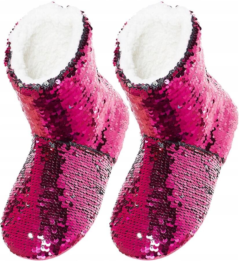 Soxo Dames Pantoffels Roze met Pailletten en TPR Zool