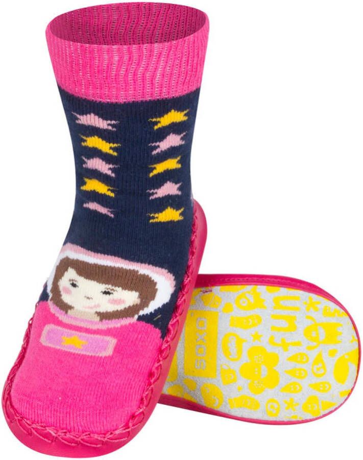 Soxo Kinderpantoffels voor Meisjes Katoen met Leren Antislipzool Prinsessen Sloffen voor Meisjes van Kindersloffen meisjes Meisjessloffen prinses Roze sloffen met sterren Roze prinsessensloffen meisjes - Foto 1