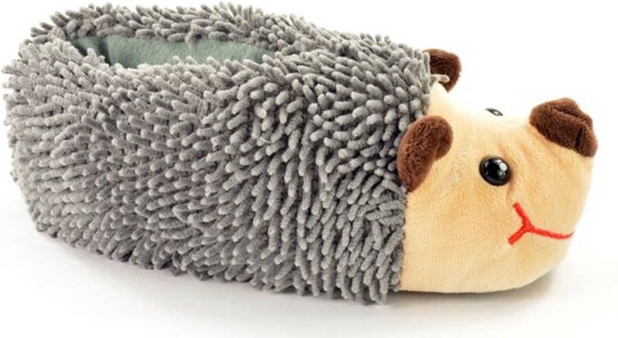 Spaanselsloffen.nl Egel-dieren pantoffel-anti slip zool-grijs