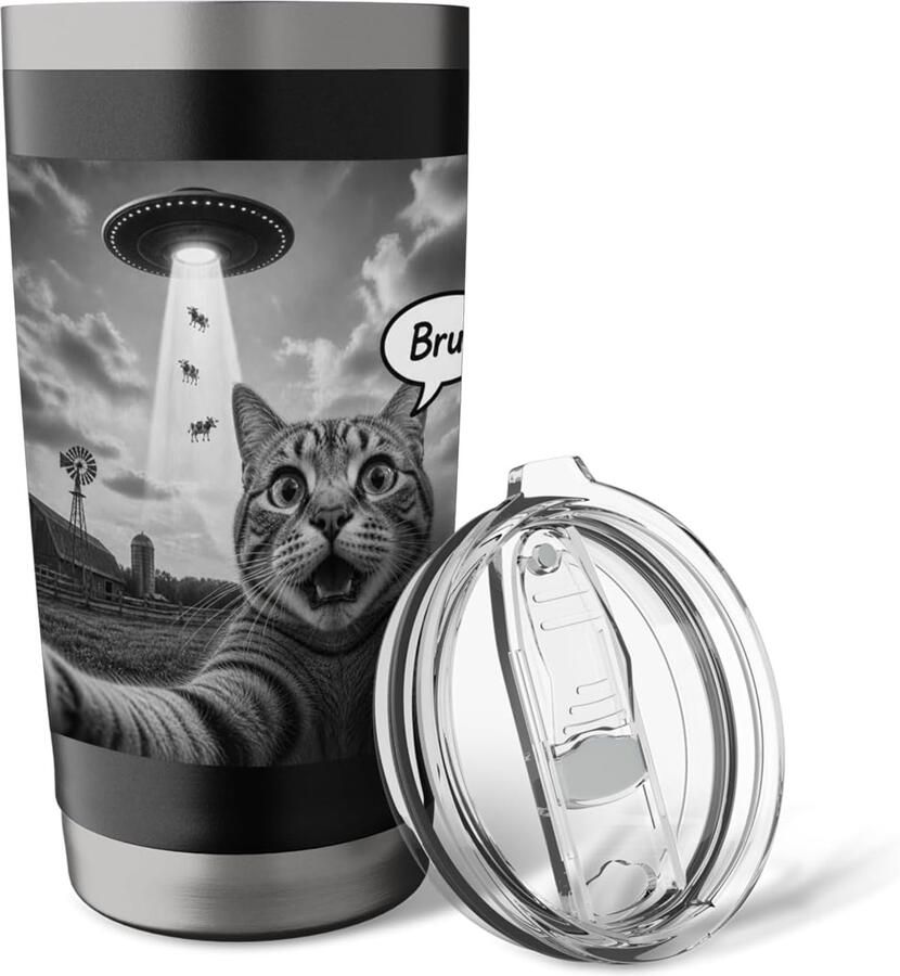 Spaceship Met Angstige Kat Meme Thermobeker
