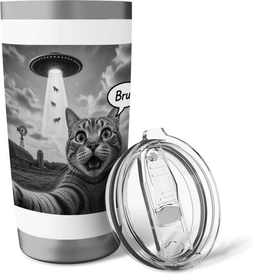 Spaceship Met Angstige Kat Meme Thermobeker