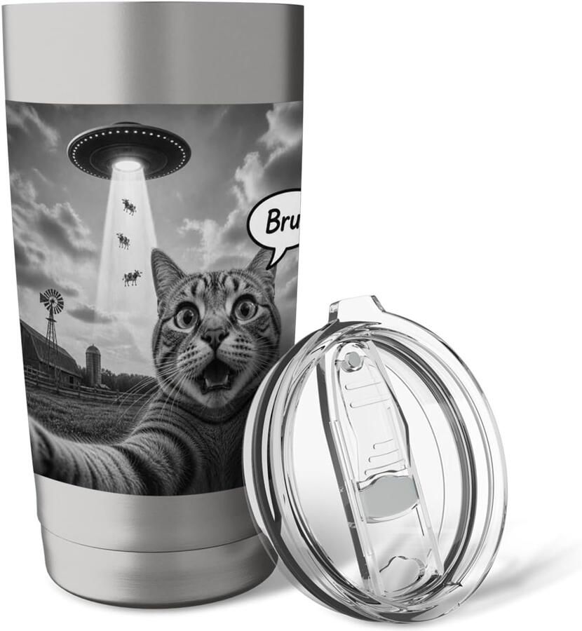 Spaceship Met Angstige Kat Meme Thermobeker