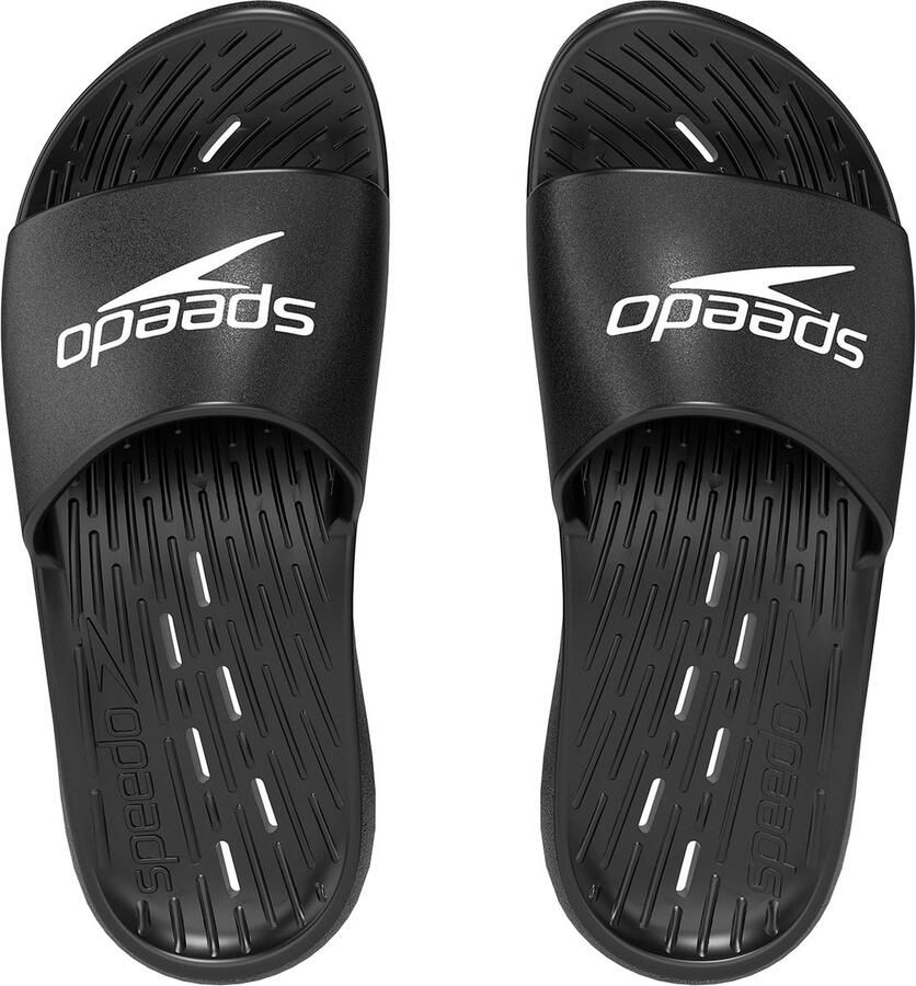 Speedo Slide Badslippers Heren Slippers Heren met Waterafvoer in het Voetbed Sneldrogende Badslippers Heren van Lichtgewicht EVA Slippers voor Zwembad en Strand Zwart
