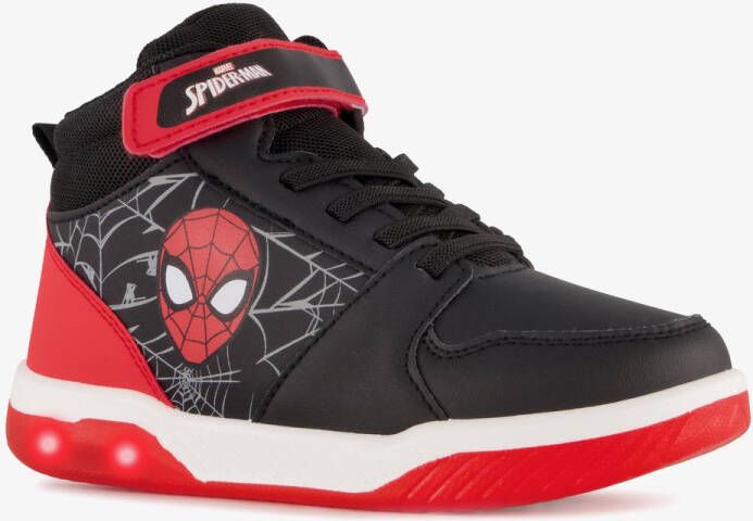 Spider-Man hoge jongens sneakers met lichtjes zwart rood