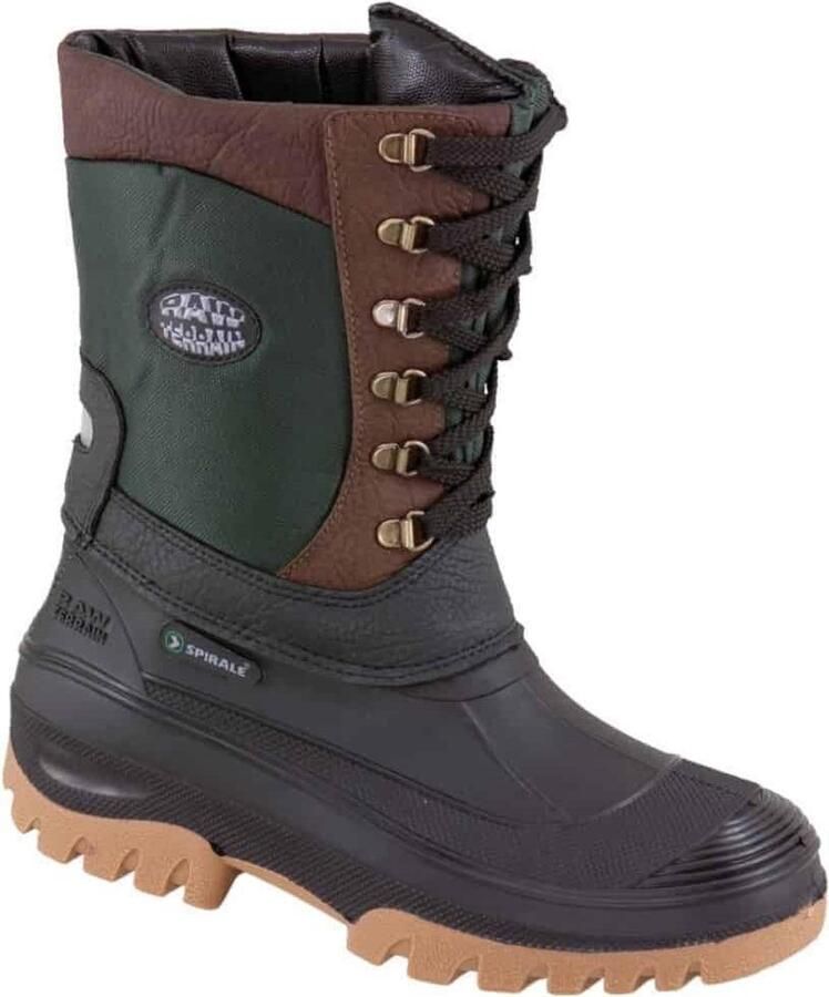 Spirale Gevoerde Laars Met Veters Zwart groen