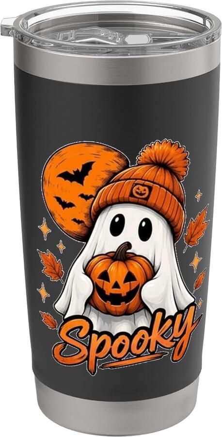 Spook pompoen vleermuis herfst griezel dubbelwandige thermobeker