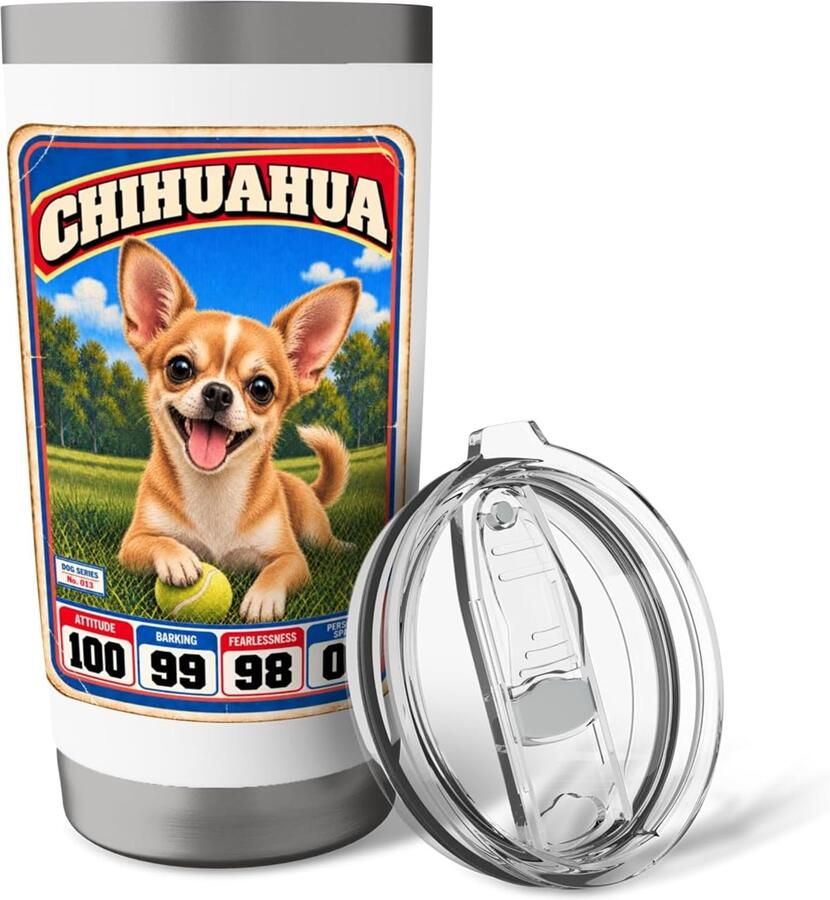 Sportkaart Chihuahua 70s 80s thermosbeker