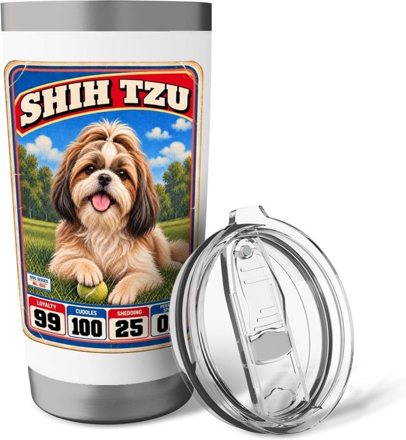 Sportkaart Shih Tzu jaren 70 80 dubbelwandige thermobeker