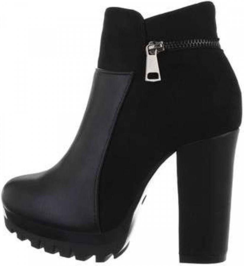 Givana Enkellaarsjes Highheel Black Silver