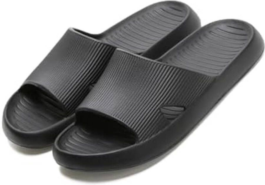 ST TRADING Douche Sloffen voor en Zachte Comfortabele Ultralichte Zomerpantoffels Slipvaste en Sneldrogende Badschoenen Sandalen Zwart 37 38
