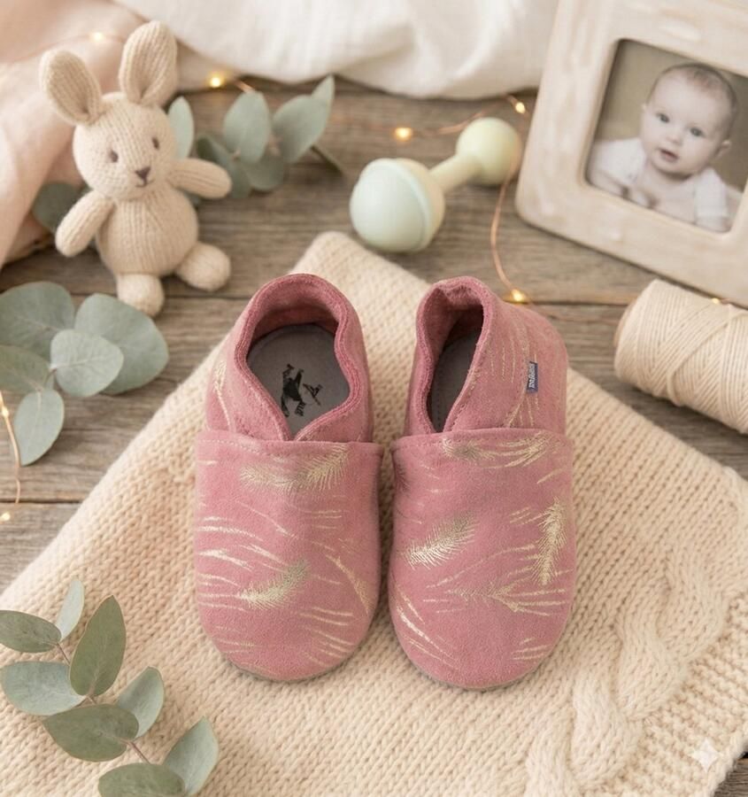 Stabifoot Babyslofjes Zacht Leer Cadeaudoos Linnen zakje Barefoot 3001 PINK