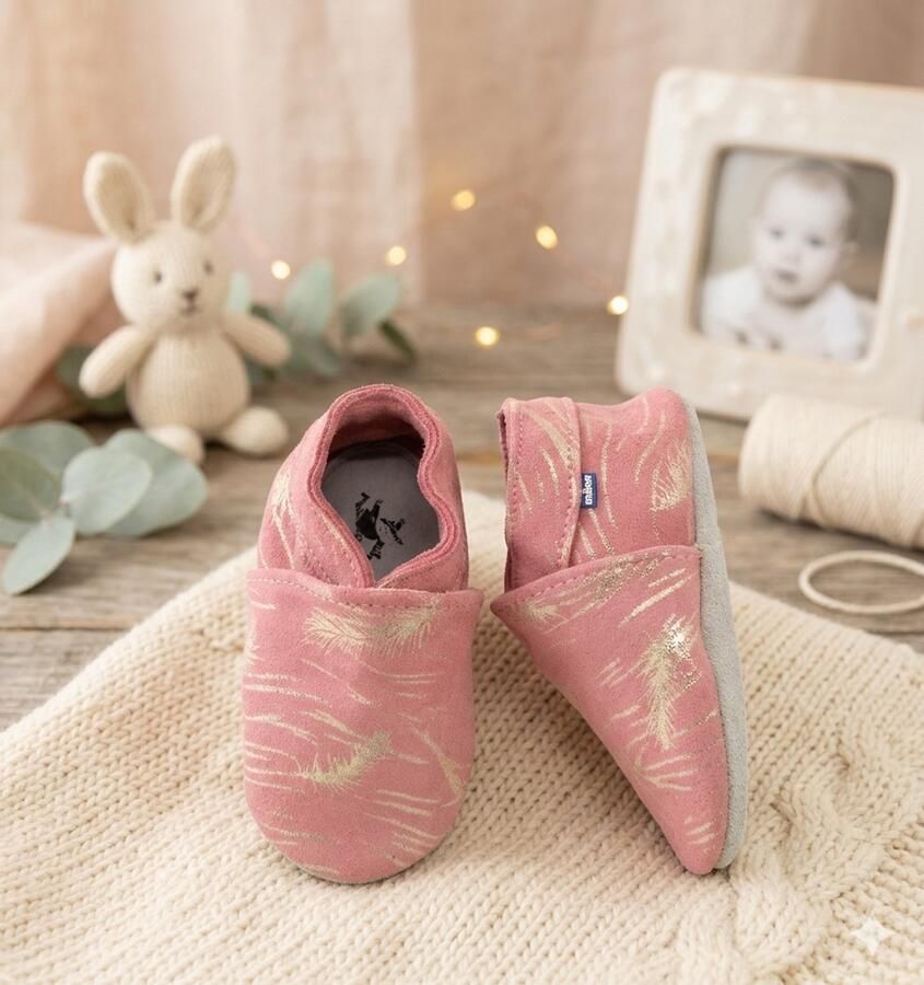Stabifoot Babyslofjes Zacht Leer Cadeaudoos Linnen zakje Barefoot 3001 PINK
