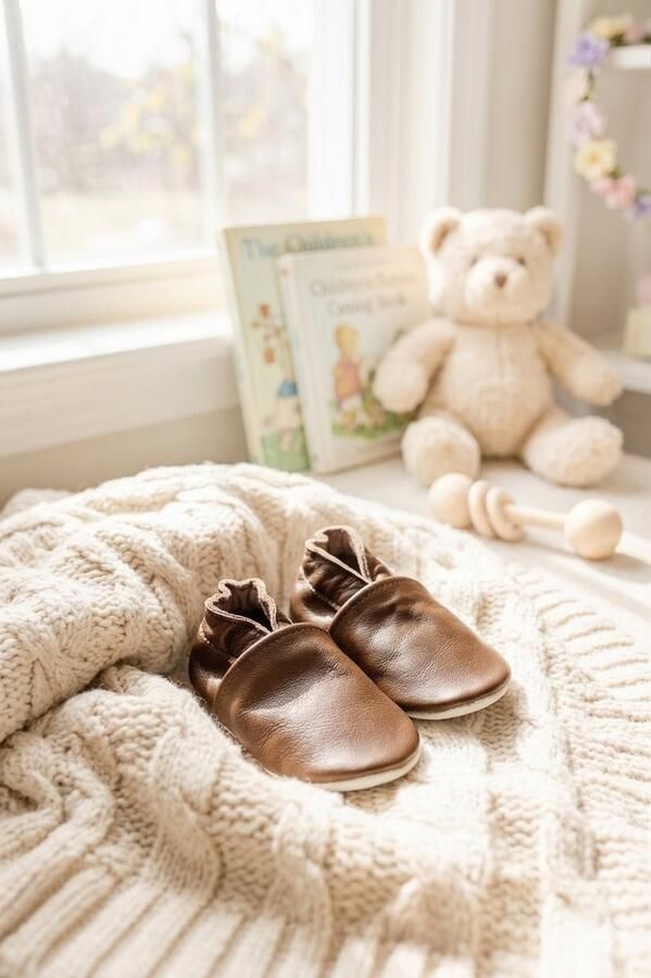Stabifoot Babyslofjes Zacht Leer Cadeaudoos Linnen zakje Barefoot BROWN