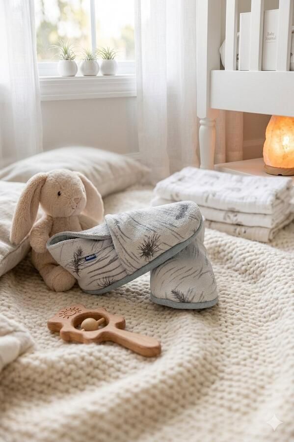 Stabifoot Babyslofjes Zacht Leer Cadeaudoos Linnen zakje Barefoot GREY