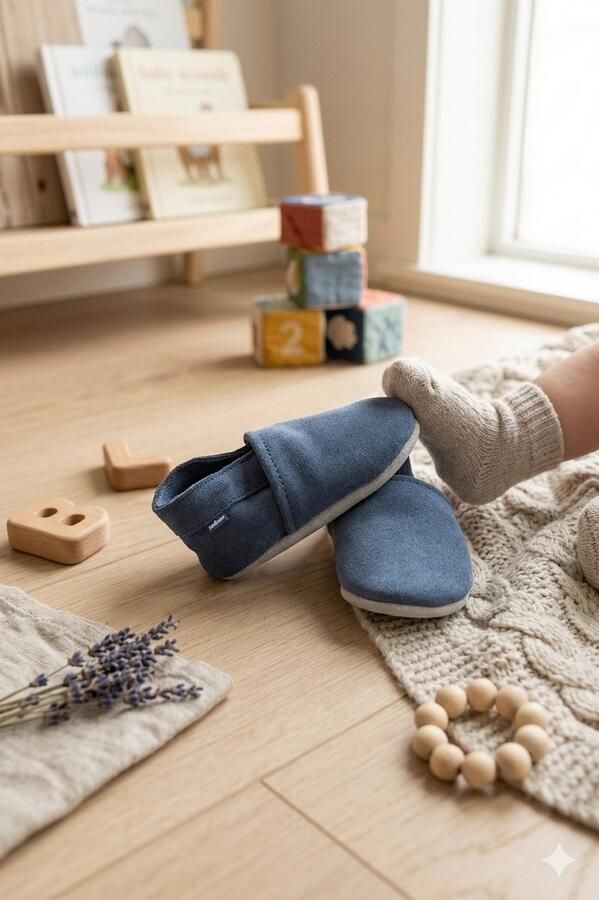 Stabifoot Babyslofjes Zacht Leer Cadeaudoos Linnen zakje Barefoot IRIS
