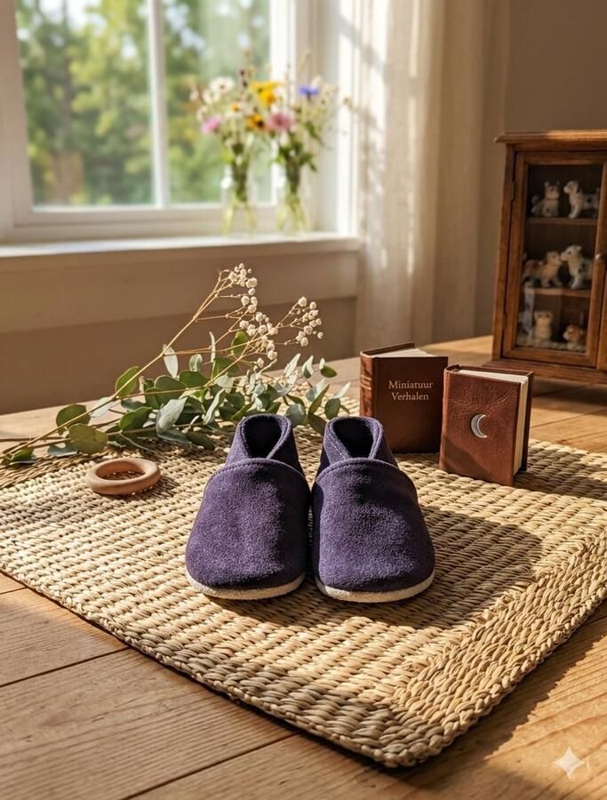 Stabifoot Babyslofjes Zacht Leer Cadeaudoos Linnen zakje Barefoot MARINO