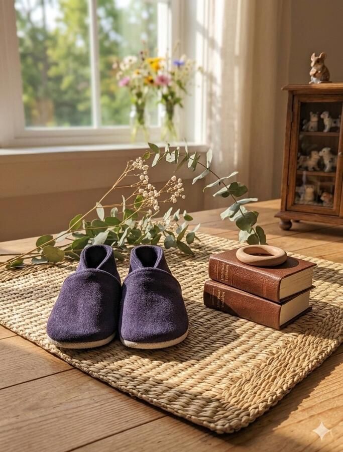 Stabifoot Babyslofjes Zacht Leer Cadeaudoos Linnen zakje Barefoot MARINO