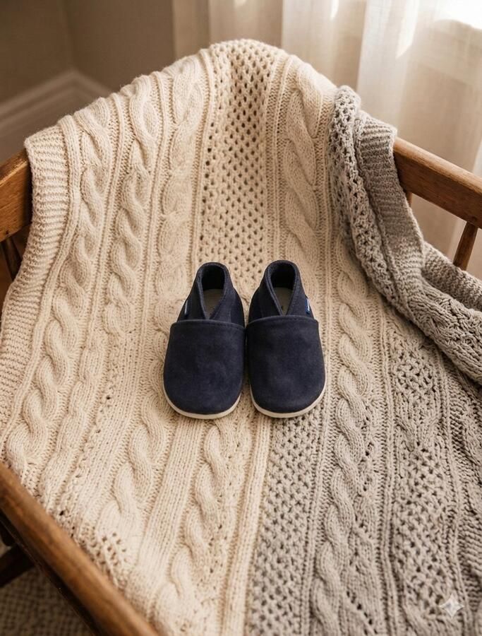 Stabifoot Babyslofjes Zacht Leer Cadeaudoos Linnen zakje Barefoot MARINO