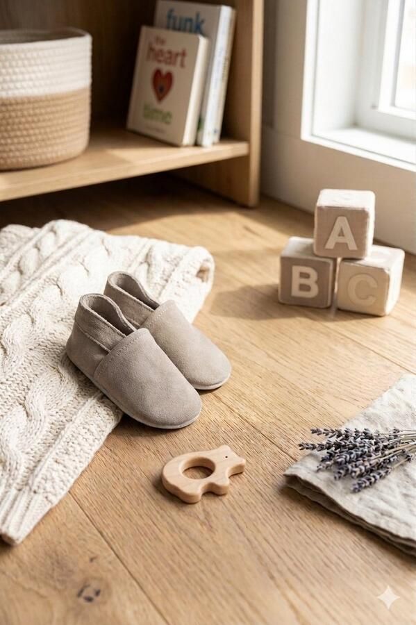 Stabifoot Babyslofjes Zacht Leer Cadeaudoos Linnen zakje Barefoot NIQUEL