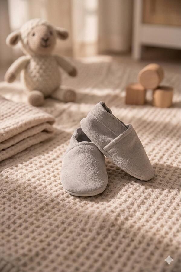 Stabifoot Babyslofjes Zacht Leer Cadeaudoos Linnen zakje Barefoot NIQUEL