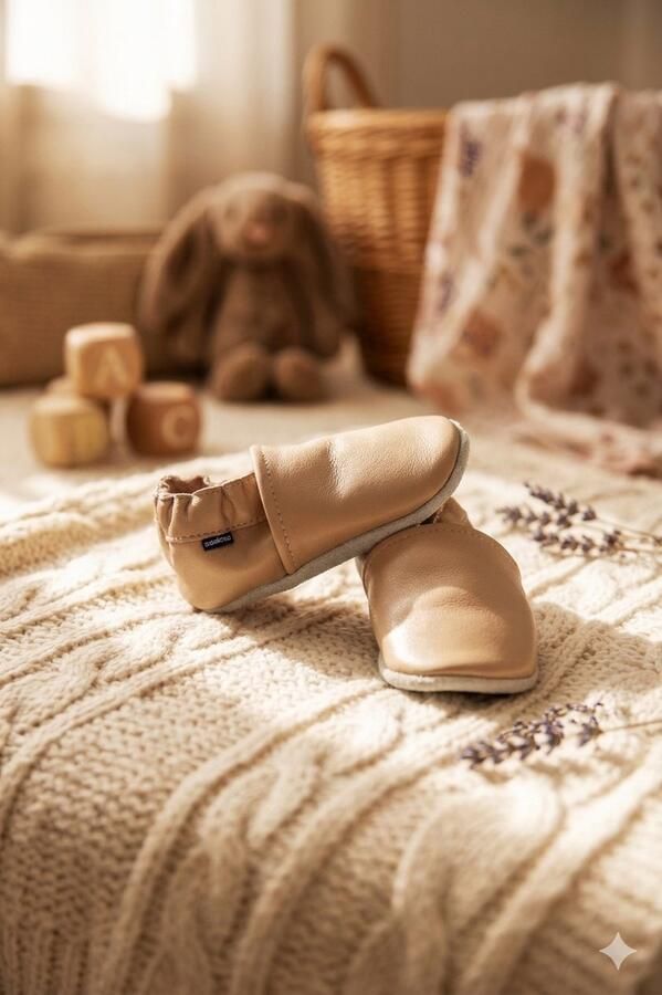 Stabifoot Babyslofjes Zacht Leer Cadeaudoos Linnen zakje Barefoot PEARL