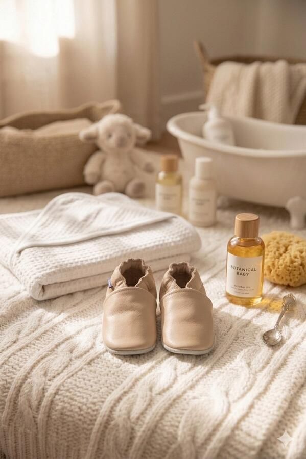 Stabifoot Babyslofjes Zacht Leer Cadeaudoos Linnen zakje Barefoot PEARL