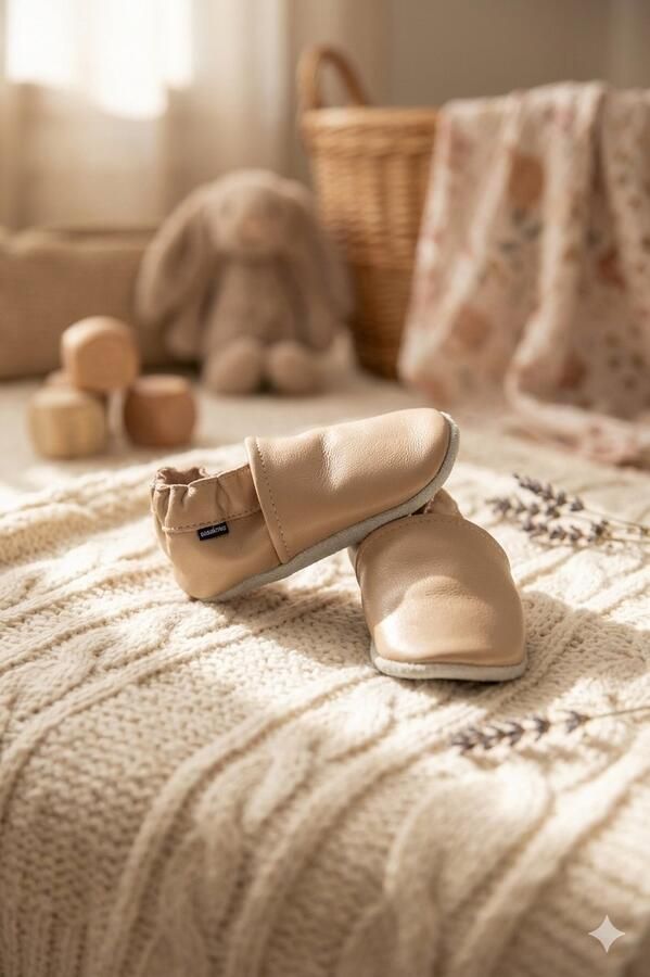 Stabifoot Babyslofjes Zacht Leer Cadeaudoos Linnen zakje Barefoot PEARL