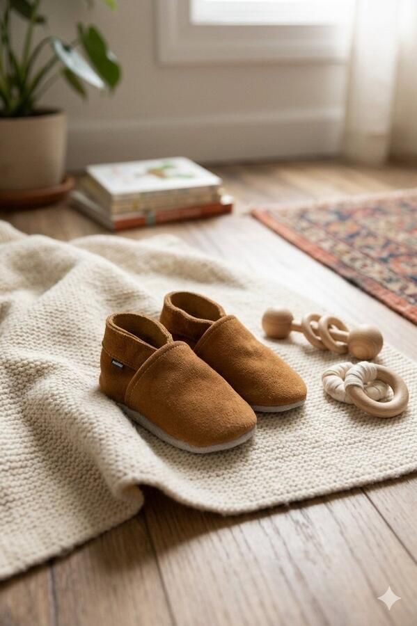 Stabifoot Babyslofjes Zacht Leer Cadeaudoos Linnen zakje Barefoot VISON