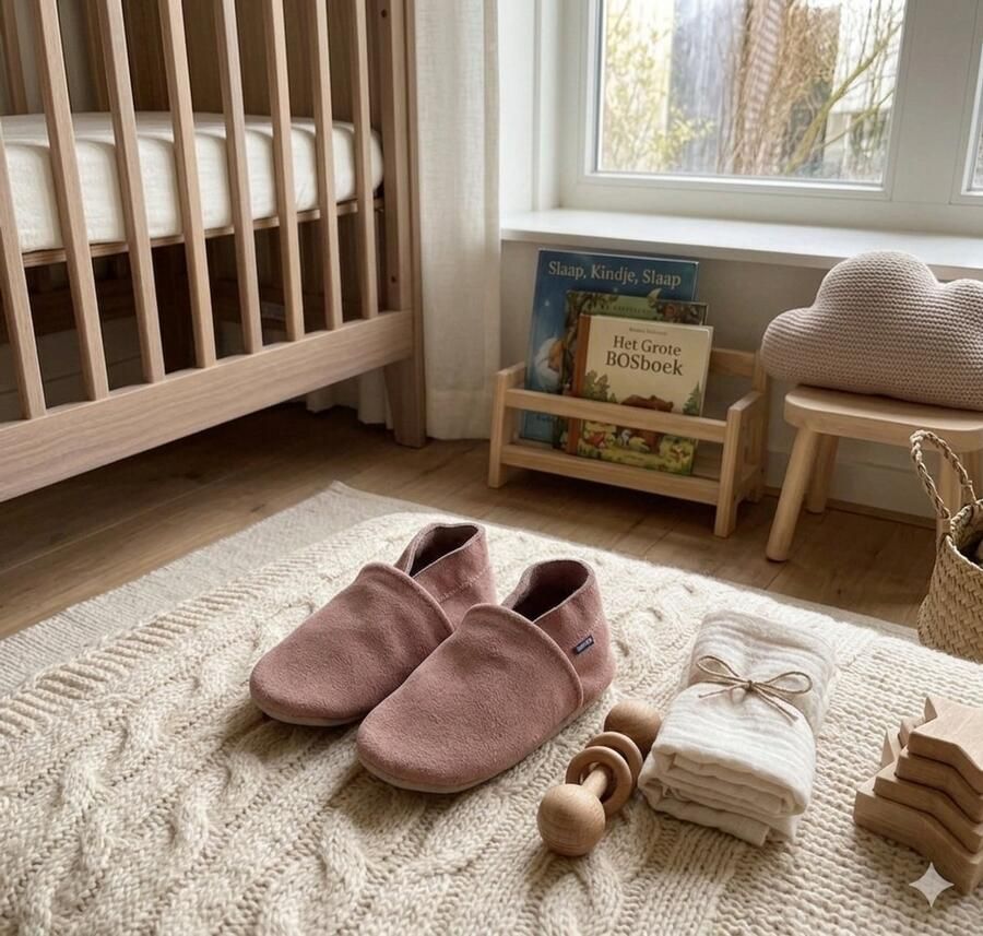 Stabifoot Babyslofjes Zacht Leer Cadeaudoos Linnen zakje Barefoot ANTIQUE