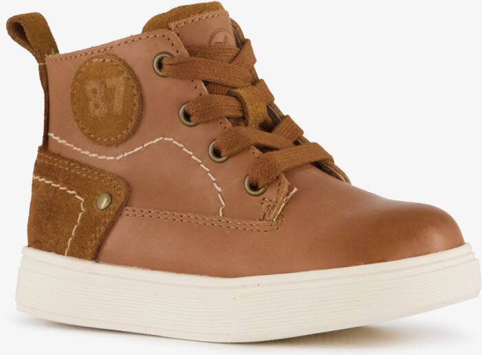 Stap leren jongens veterboots cognac bruin