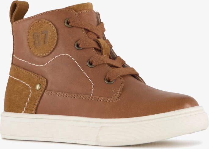 Stap leren jongens veterboots cognac bruin
