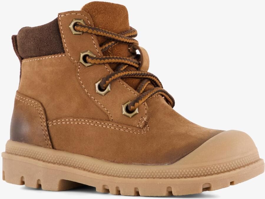 Stap leren jongens veterboots cognac bruin Uitneembare zool