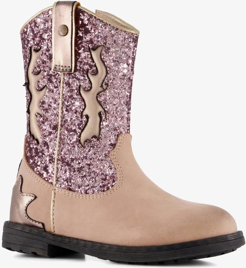 Stap leren meisjes cowboylaarzen roze beige