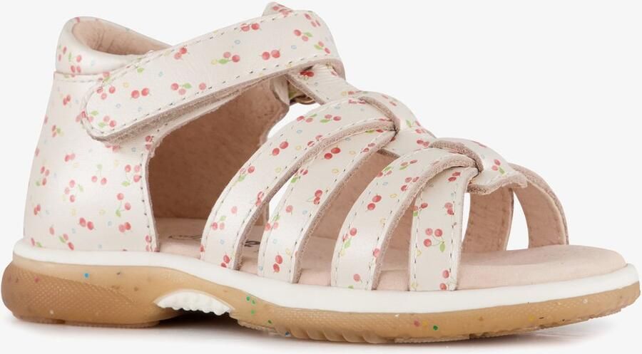 Stap leren meisjes sandalen met kersen beige roze