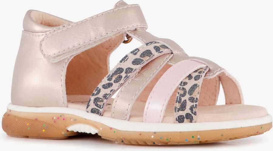 Stap leren meisjes sandalen panterprint roze